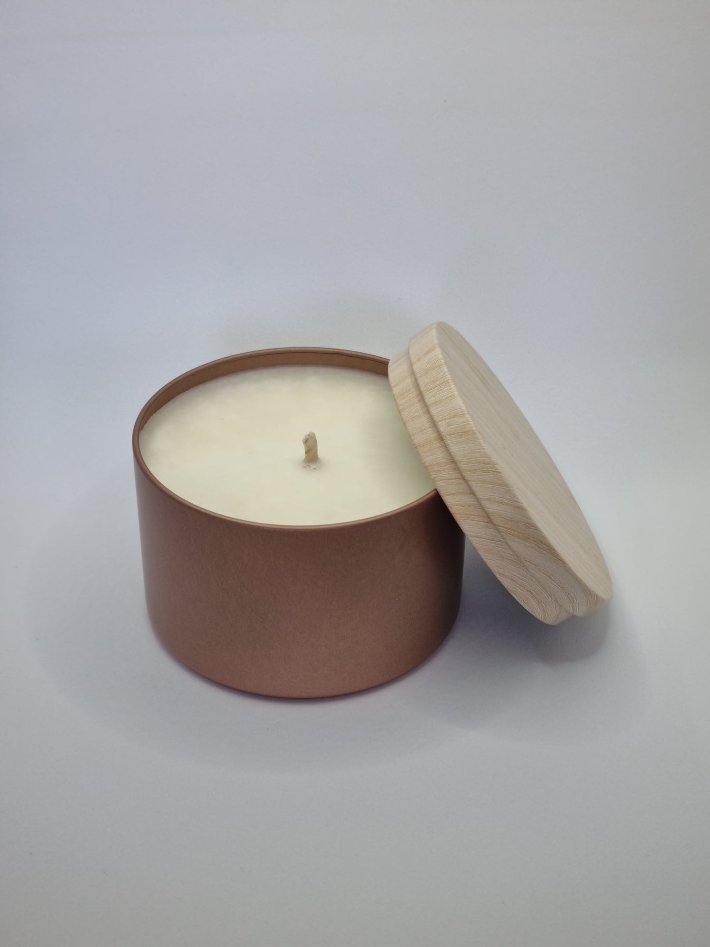 Tin Range - 190g Large Scented Candle Tin With Wood Grain Lid
