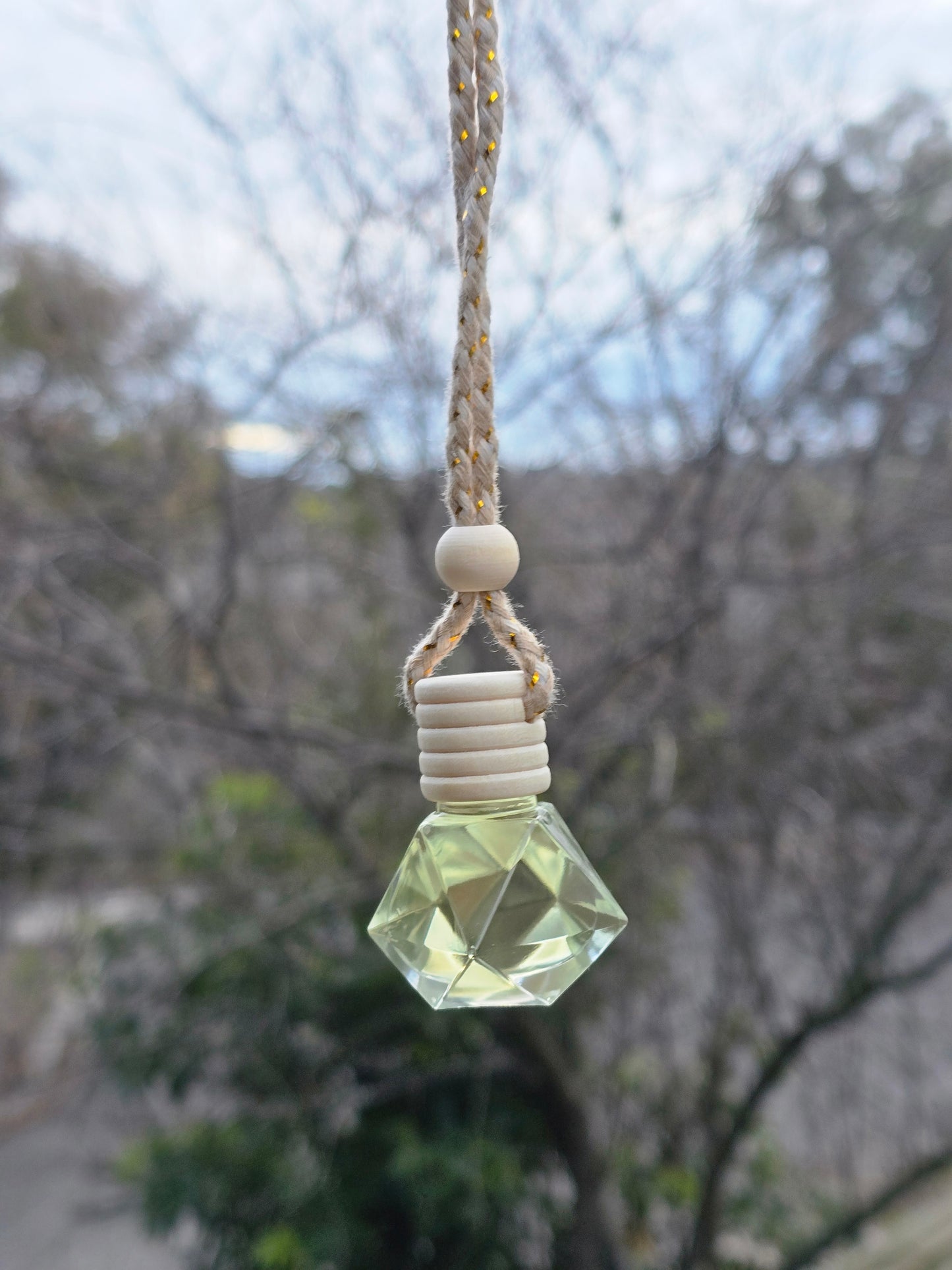 Scented Hanging Car Diffuser Clear Glass Geometric