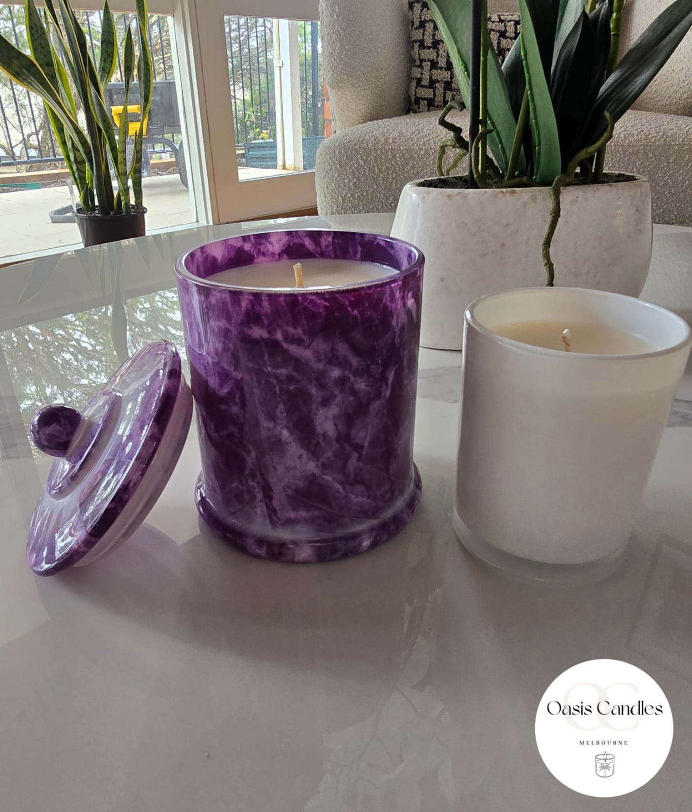 Candle Set | Purple Marble & Gloss White| Night Before Christmas Scented