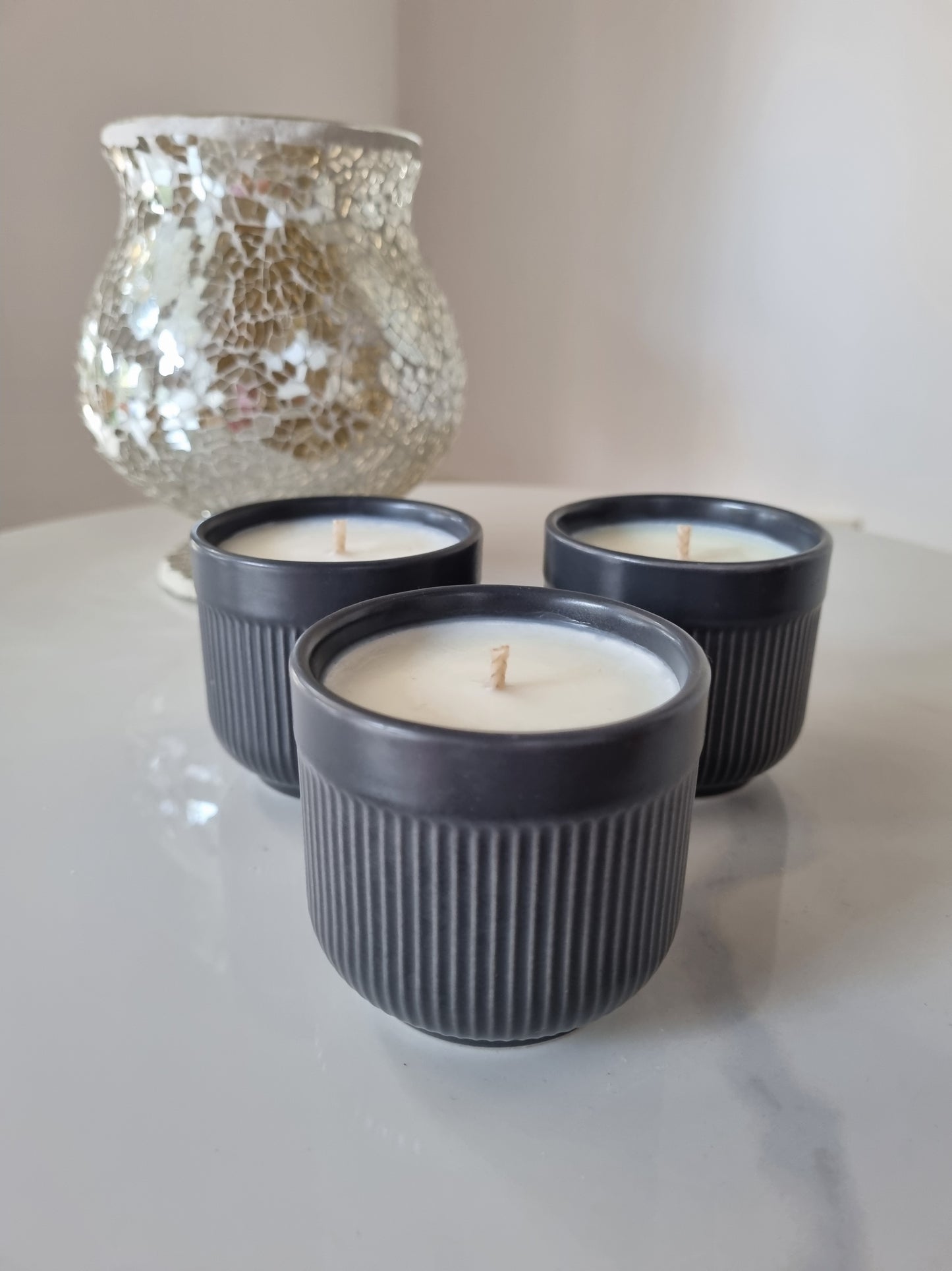 Limited Edition - Textured Dark Grey Small Ceramic Scented Candle