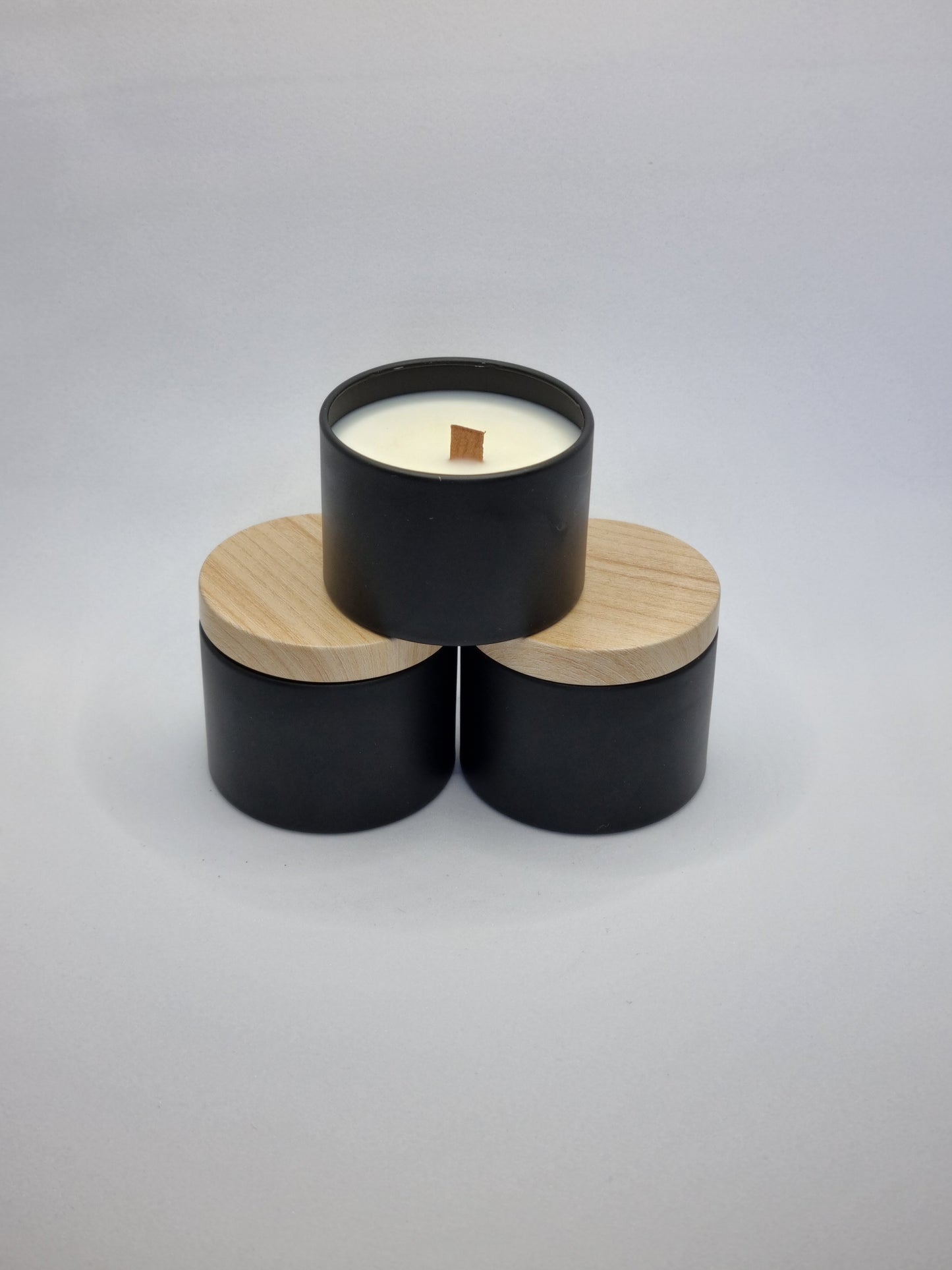 Scent Discovery Set — 6 x Mini Black Tins | Wood Grain Look Lid