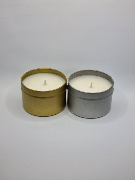 Travel Tin Range - Assorted Colours 90g Small Scented Candle Tin With Metal Lid