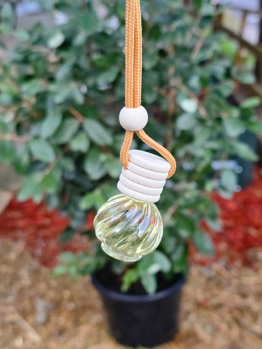 Scented Hanging Car Diffuser Clear Glass Swirl