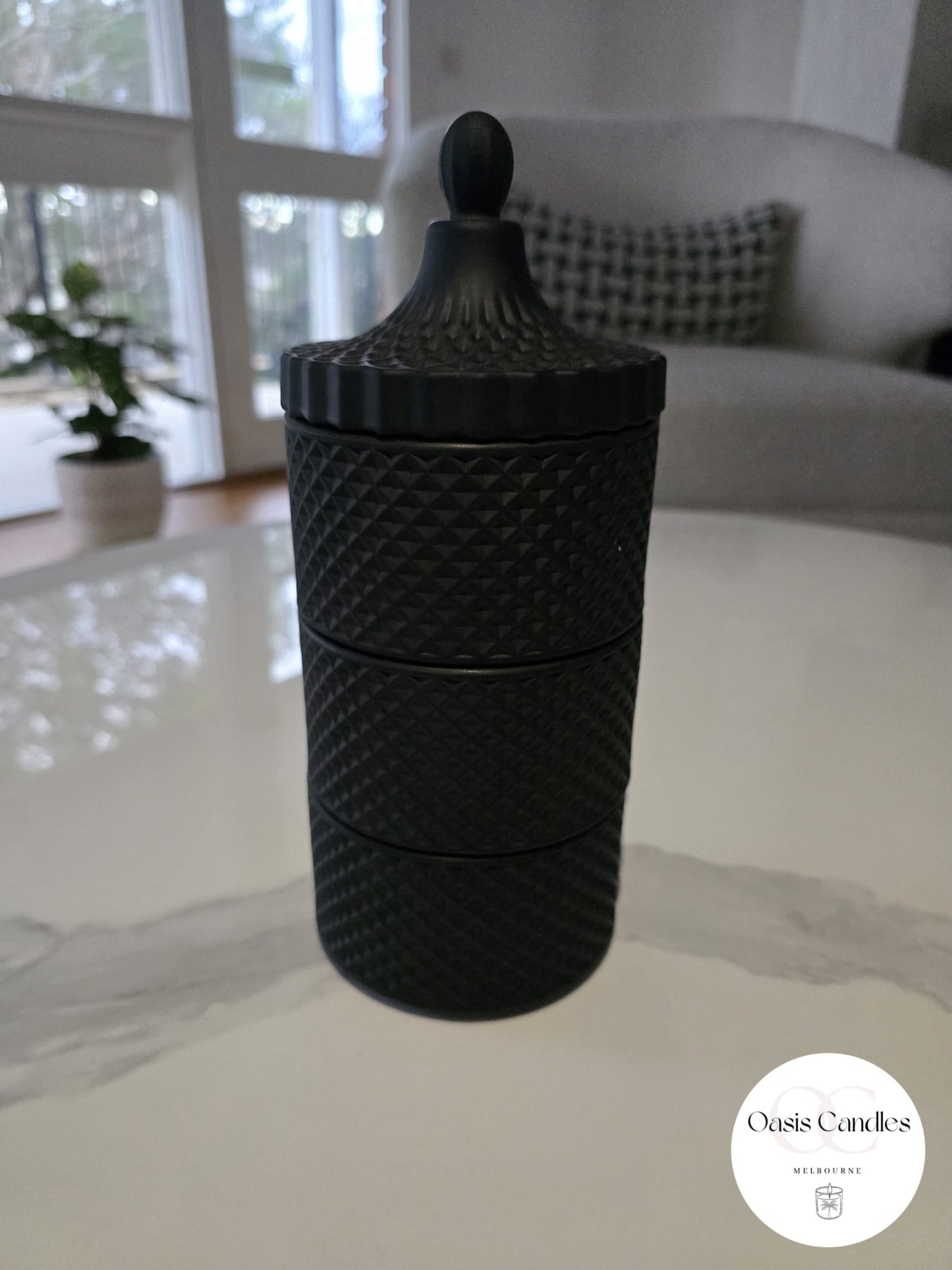 Matte Black | Triple Geo Stacker Scented Candle | Woody & Spiced Collection