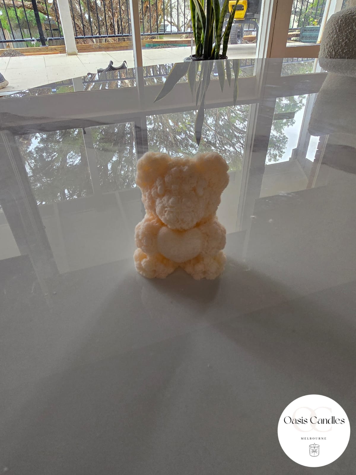 Rose Teddy Bear Candle With Heart
