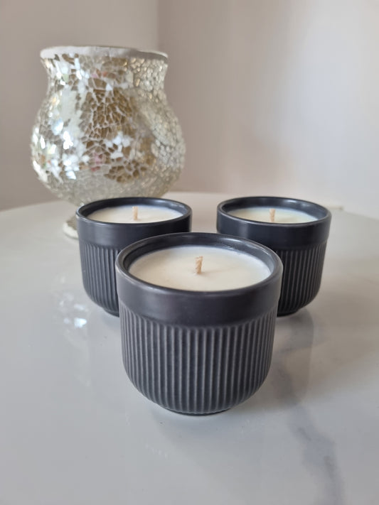 Limited Edition - Textured Dark Grey Small Ceramic Scented Candle