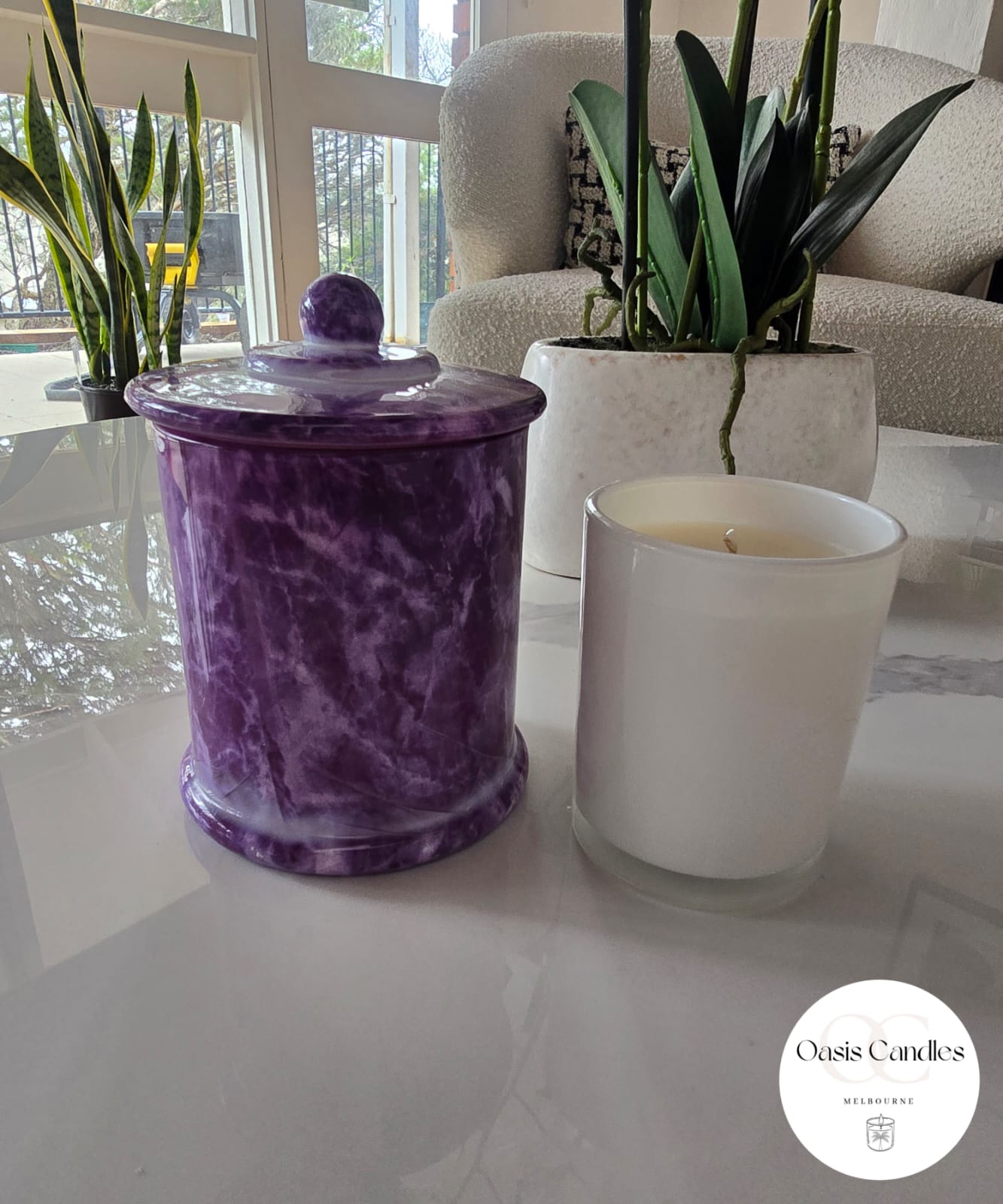 Candle Set | Purple Marble & Gloss White| Night Before Christmas Scented