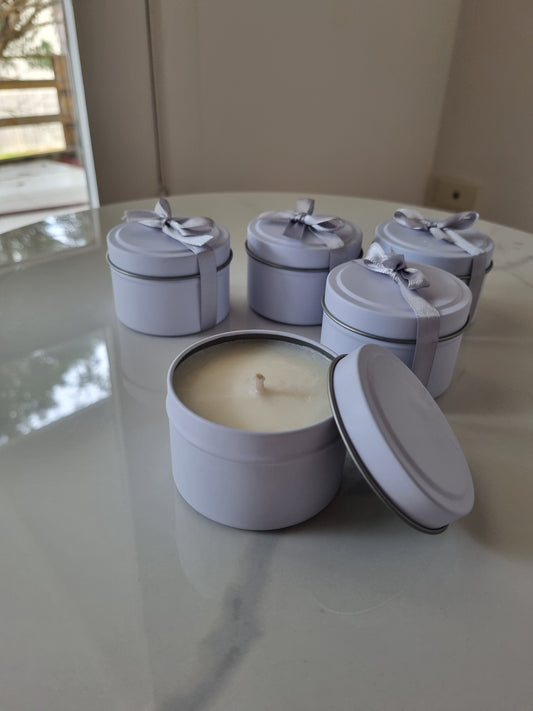 Travel Tin Range - Matte White 90g Small Scented Candle Tin With Metal Lid